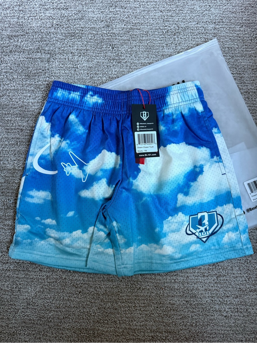 BSBL101 Baseball Lifestyle 101 Dream Chaser Youth Shorts NWT YM